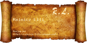 Reinicz Lili névjegykártya